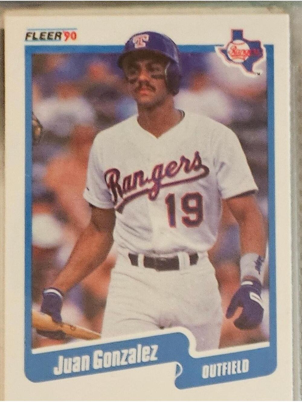 1990 Fleer Baseball Juan Gonzalez Rookie Card #297